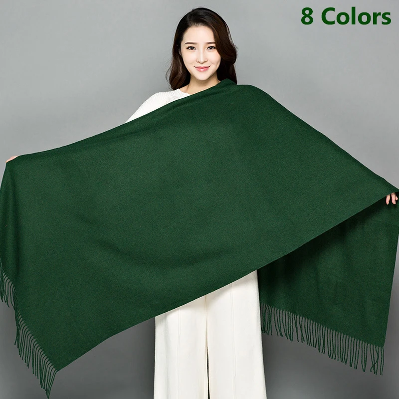 New Green/White/Gray 8 Colors Tassel Lady Wool Scarf Long Women Soft Pashmina Scarves Solid Wraps Blanket Winter Warm Girls Shaw