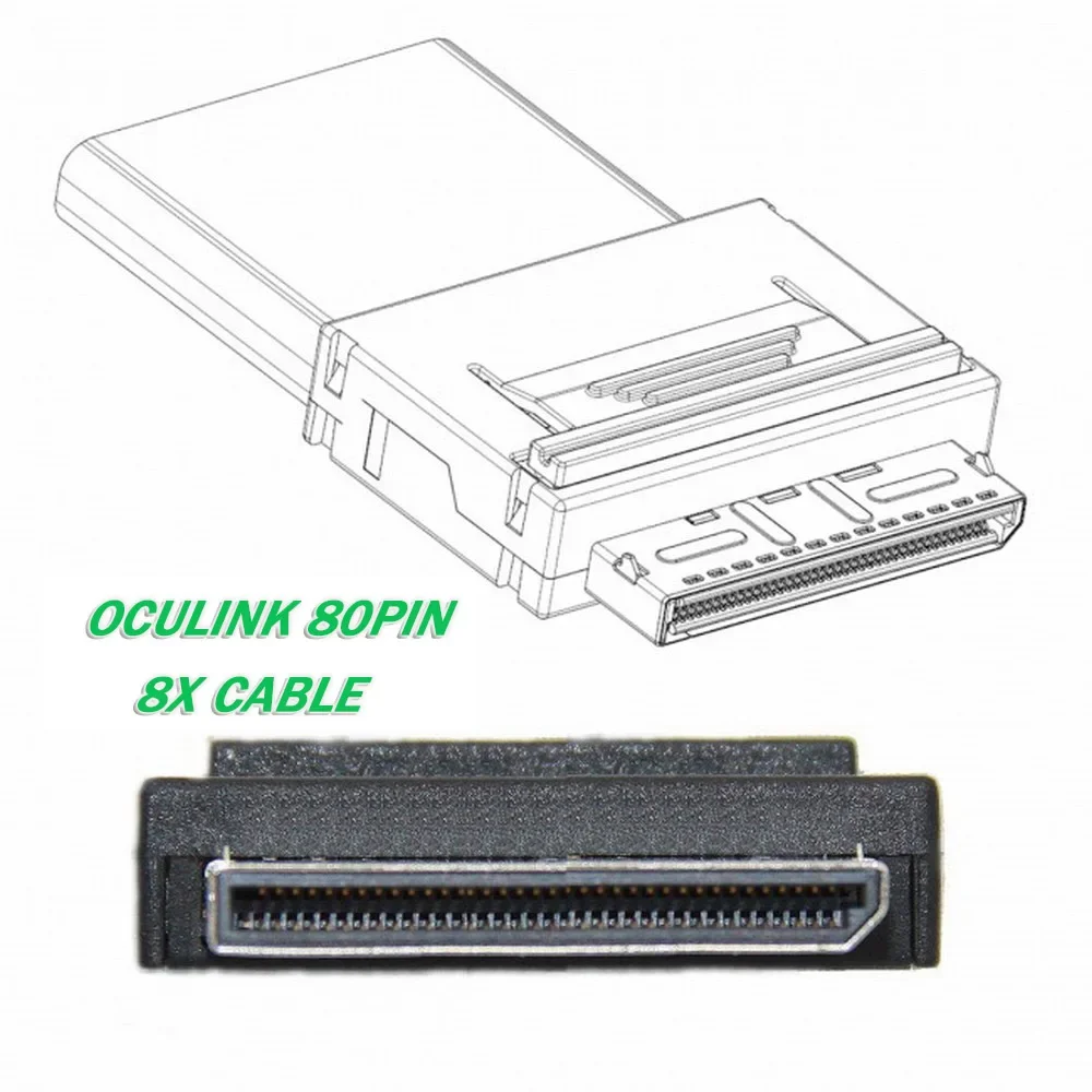 Oculink 8x SFF-8611 8-Lane To Dual SFF-8643 HD 4x SSD Data Active Cable PCI-Express 0.5m 80pin Male To Male 16Gbps NVME 80PIN