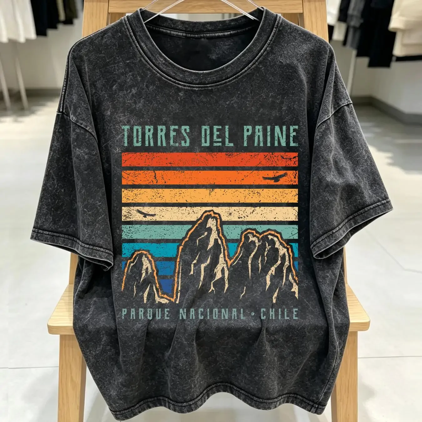 washed T Shirt Torres Del Paine Retro Chile Mountains Vintage Baseball cap Snapback Caps Knitted Hat vintage Washed