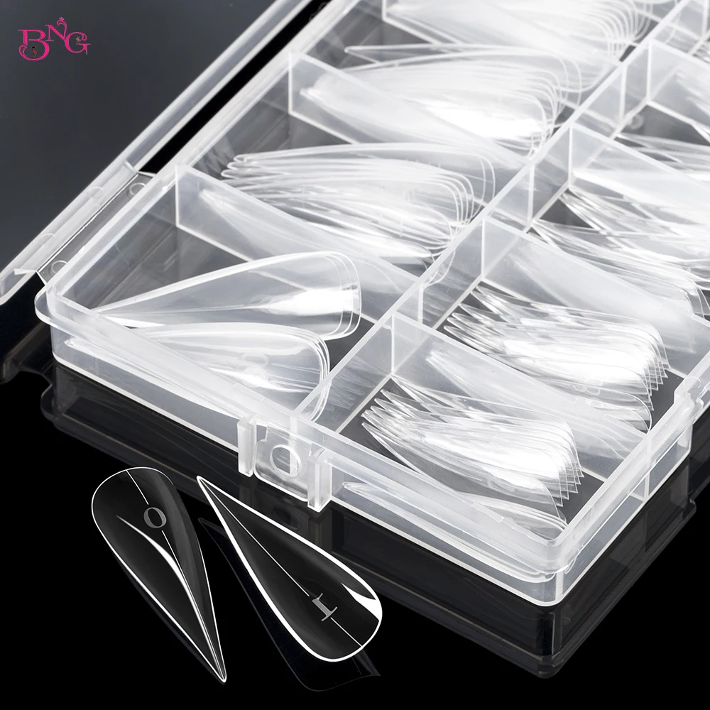 BNG New 150Pcs Claw Shape Dual Nail Forms Clear Nail Extension Tips Set Full Cover Nail Art Mold Reusable Nail Tips with Scale