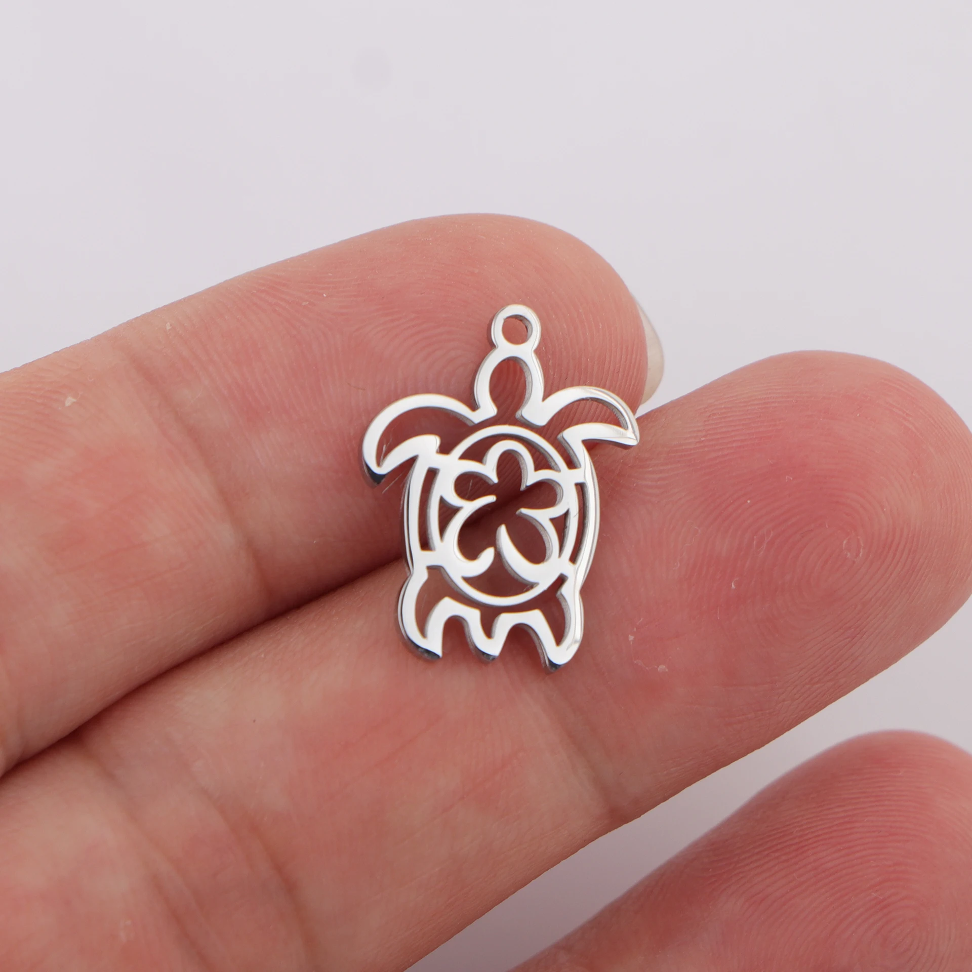 20 قطعة/الوحدة مرآة مصقولة الفولاذ المقاوم للصدأ الجوف السلحفاة سحر المحيط سلسلة قطاع قلادة DIY بها بنفسك صنع المجوهرات الملحقات