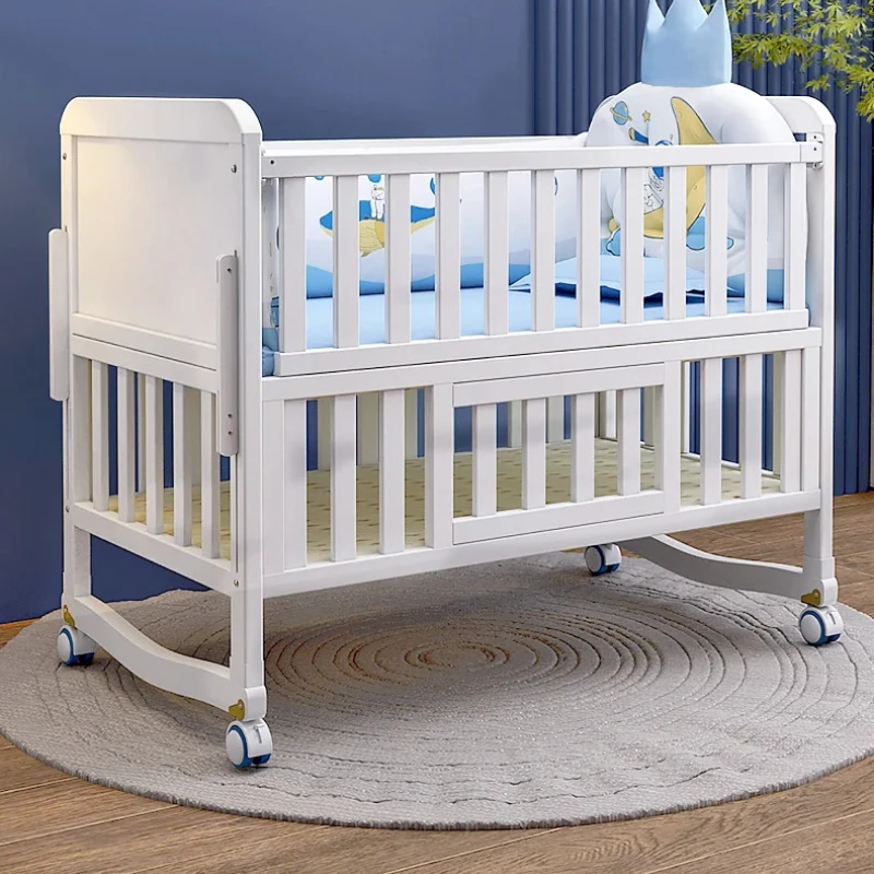 

European Newborn Beautiful 2-in-1 Crib Multifunctional Wooden Crib Crib Children's Furniture