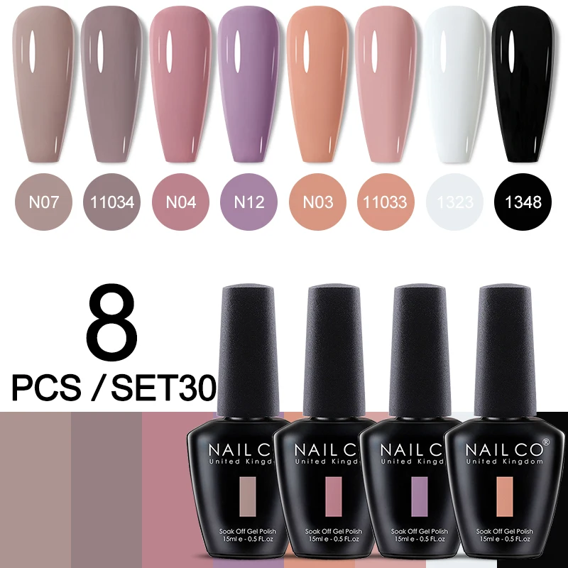 NAILCO 15ml 8pcs Gel Nail Polish Set UV Gel Nail Art Manicure DIY Professionals Vernis Seli Permanent Gel Nail Polish 15ml Kit