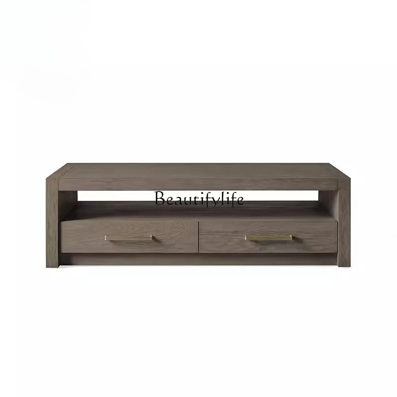 

American country square coffee table living room home light luxury high sense antique coffee table