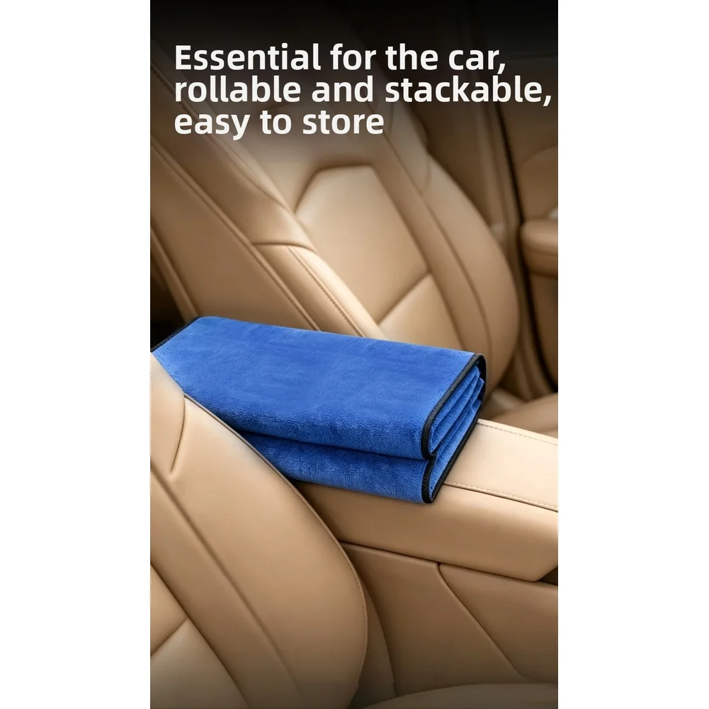 2pcs 60x180cm Coral Fleece Car Wash Towel Blue Purple Super Absorbent Dual Side Cleaning Cloth For Auto Vehicle Exterior Care