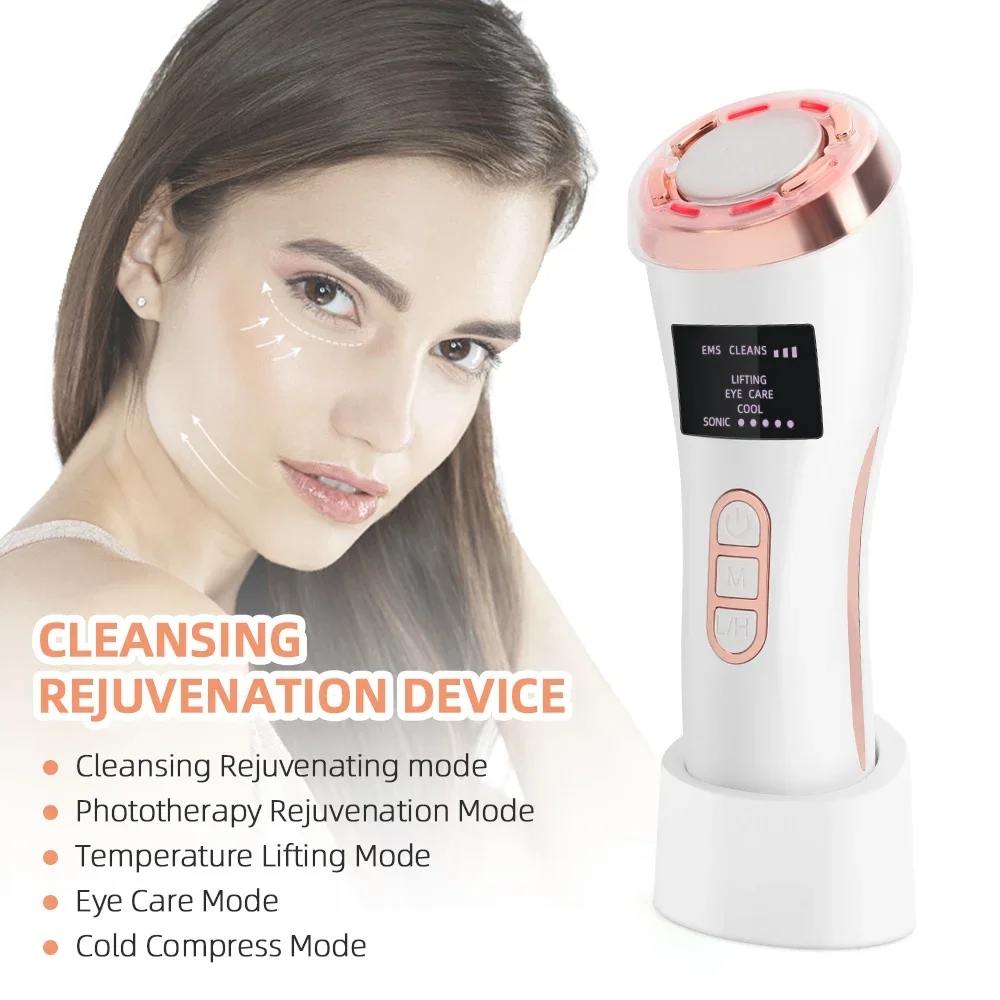 Ultrasound RF Radio Frequency EMS Microcurrent Beauty Hot Cold Photon Rejuvenation Facial Massager Face Lift Tighten Skin Care