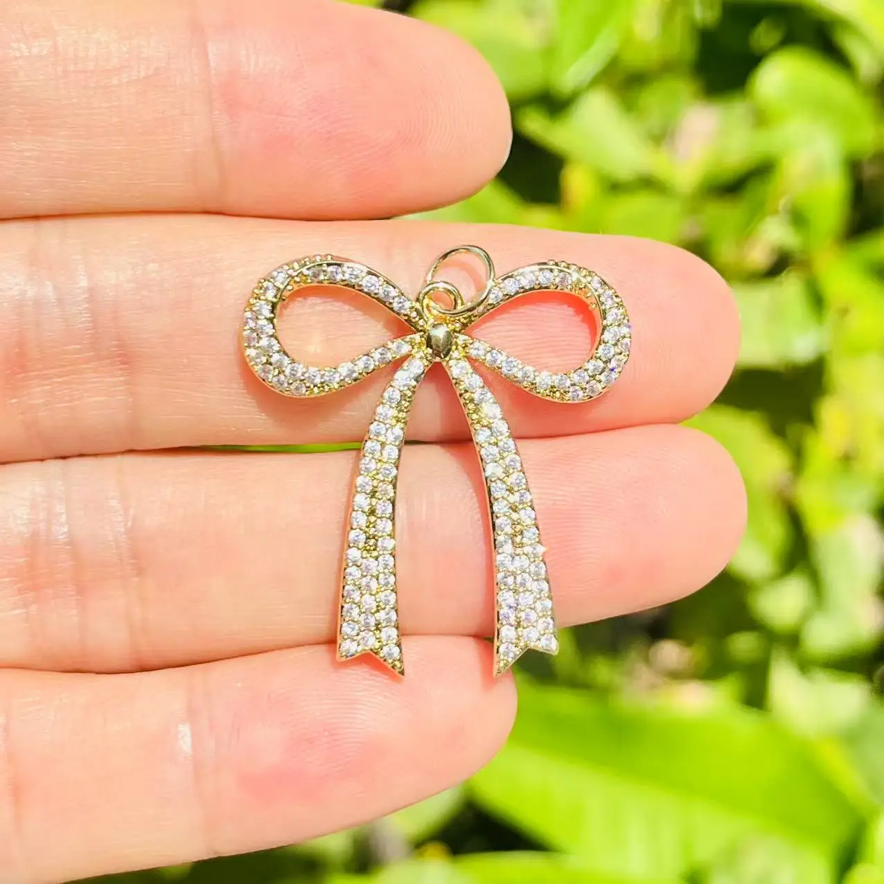 

5pcs Large Size Bow Tie Charms for Women Bracelets Necklaces Making Zirconia Paved Bowknot Pendants Jewelry Accessory Supply