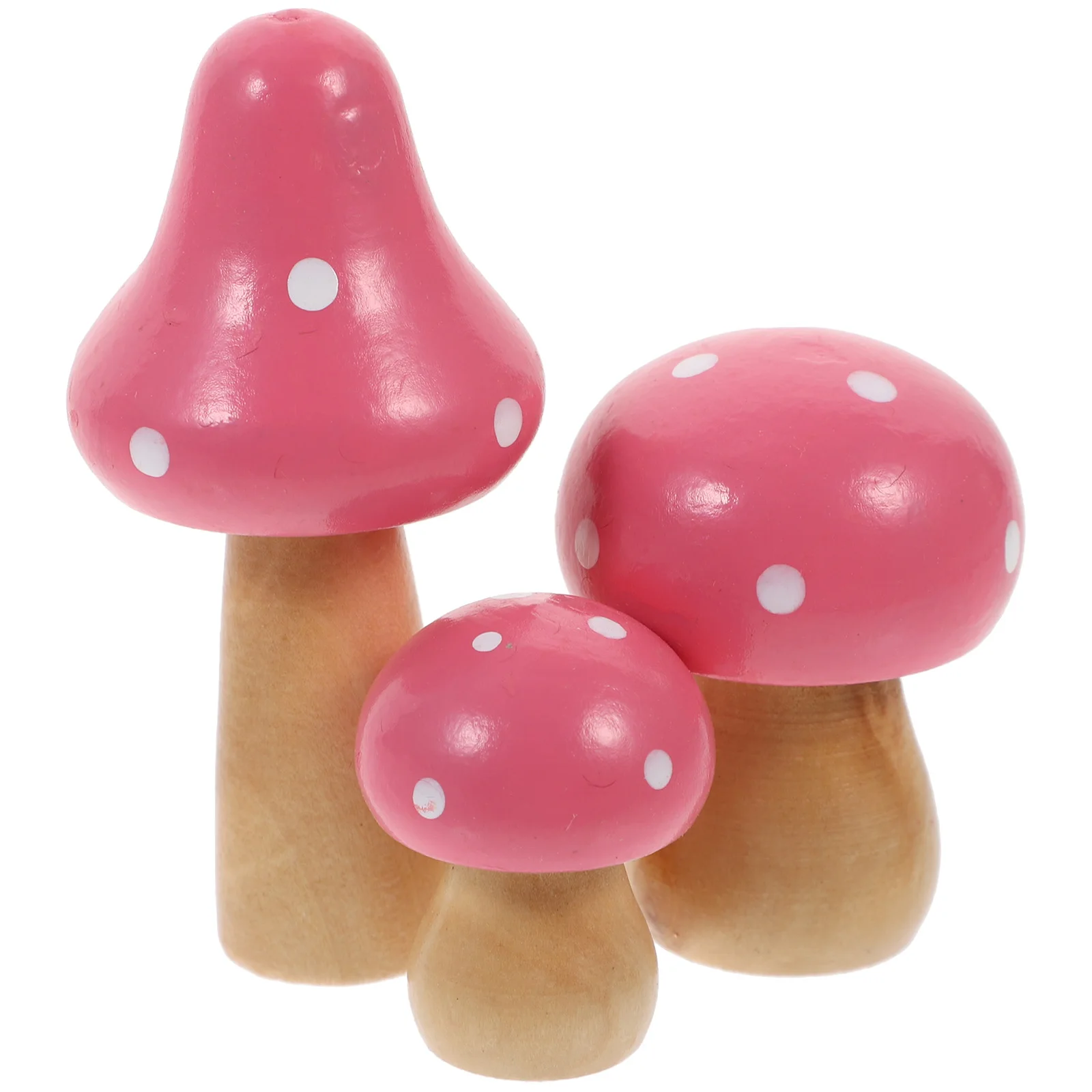 

3 Pcs Desktop Small Mushroom Ornament Christmas Decor Mushrooms Wooden Miniature