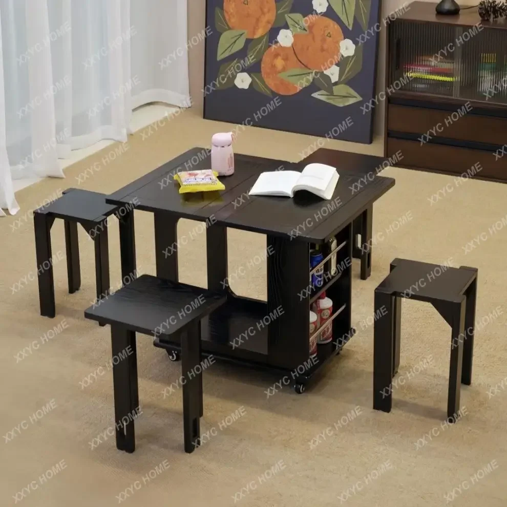 Solid wood mobile, coffee table, living room, sofa side cabinet, balcony trolley folding, simple and multi-purpose