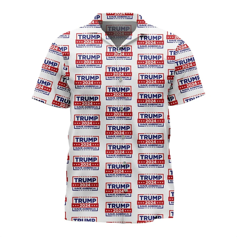 Custom USA Donald Trump 3D Print America Flag Shirt For Men Clothes USA Presidential Election Graphic Short Sleeve Lapel Blouse