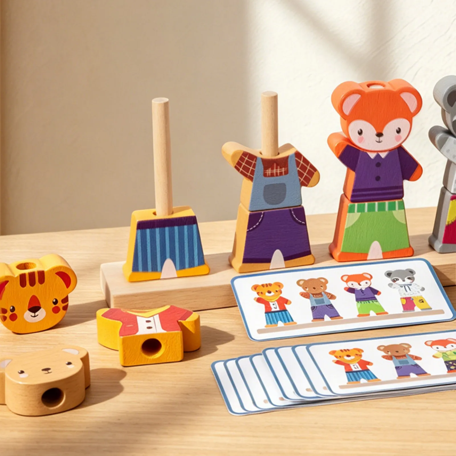 Kleiner Bär Kleiderwechsel Kinder Frühpädagogisches Holzpuzzle Ankleidespiel Baby-Puzzlespielzeug Geschenk für Kinder – Detail 2
