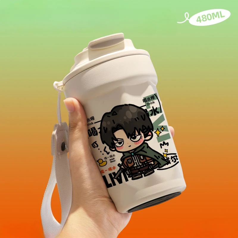 Attack On Titan Levi Ackerman Mikasa Ackerman studente portatile di grande capacità in acciaio inossidabile portatile thermos cup regalo di festa