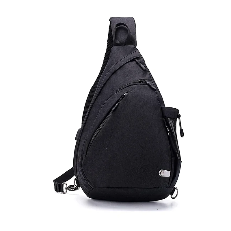 

simple portable travel camping USB charging port waterproof sling bag messenger bag