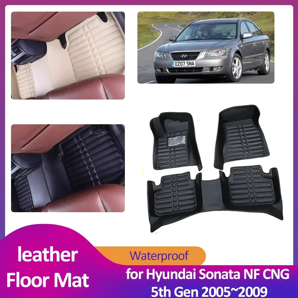 

Floor Mat for Hyundai Sonata NF CNG 5th Gen 2005~2009 2006 Leather Foot Inner Liner Waterproof Carpet Pad Custom Rug Accessories