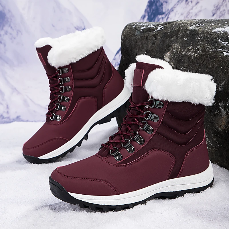 High-top Plus Velvet Women\'s Snow Boots Comfortable Non-slip Women Cotton Shoes Outdoor Waterproof Boots Warm Women Sports Shoes