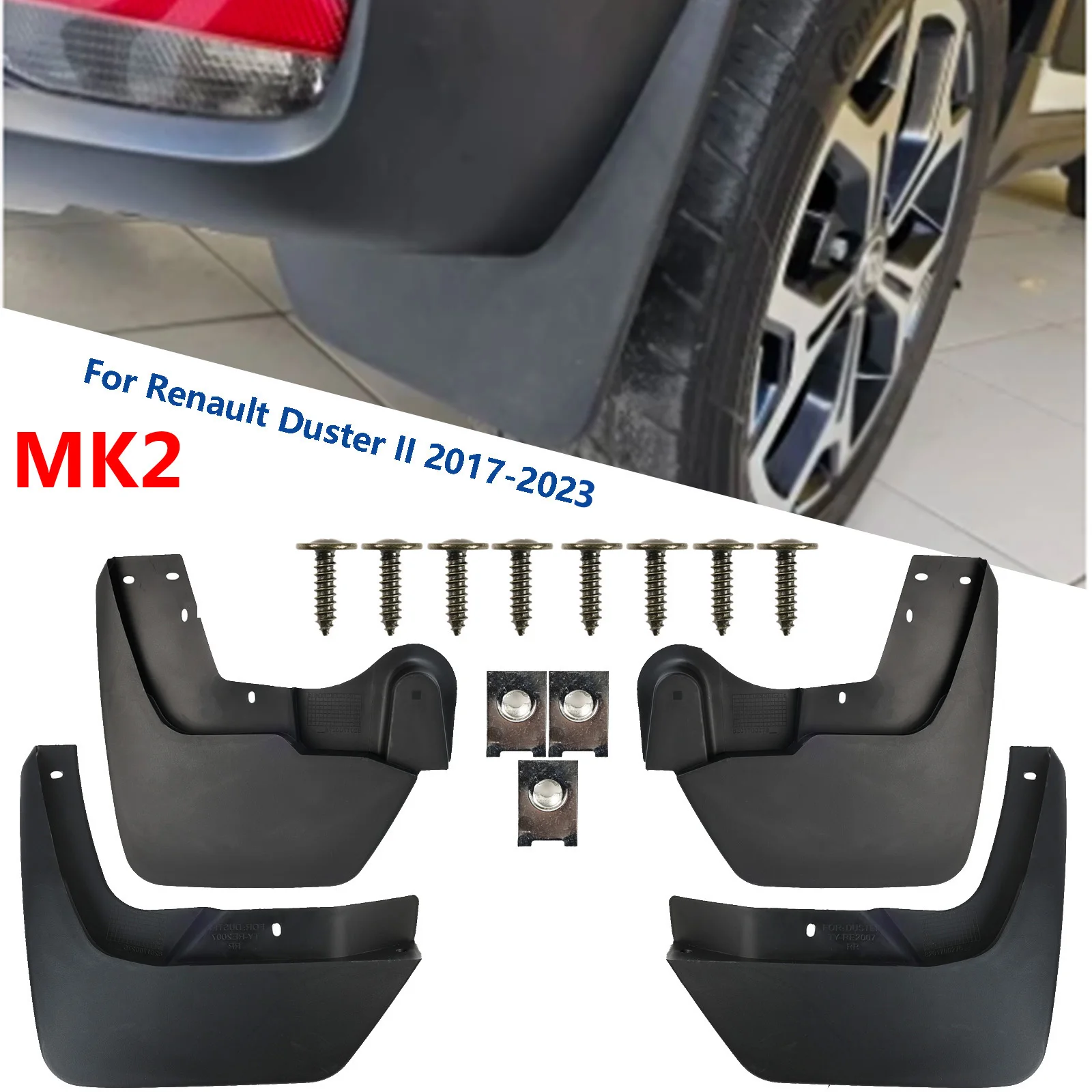 4Pcs For Renault Dacia Duster II Splash Guards mudguards Fender Mudflap Mud Flaps Mud Guard Front Rear Car Accessories 2017-2023