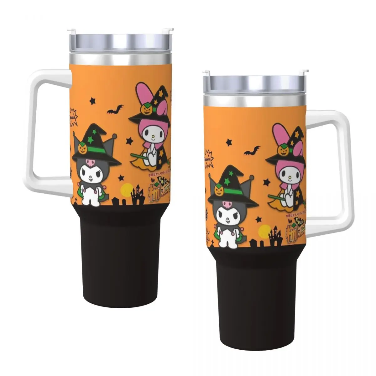 

Kuromi & My Melody Halloween Stainless Steel Tumbler Beach Thermal Cups With Straws and Lid Large Mugs Cup Drinks Water Bottle