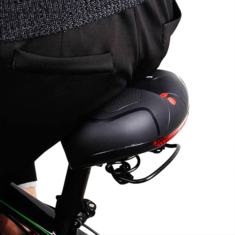 Bicycle Saddle With taillight mountain bike seat cushion bicycle big butt widened soft saddle comfortable seat Bike accessories