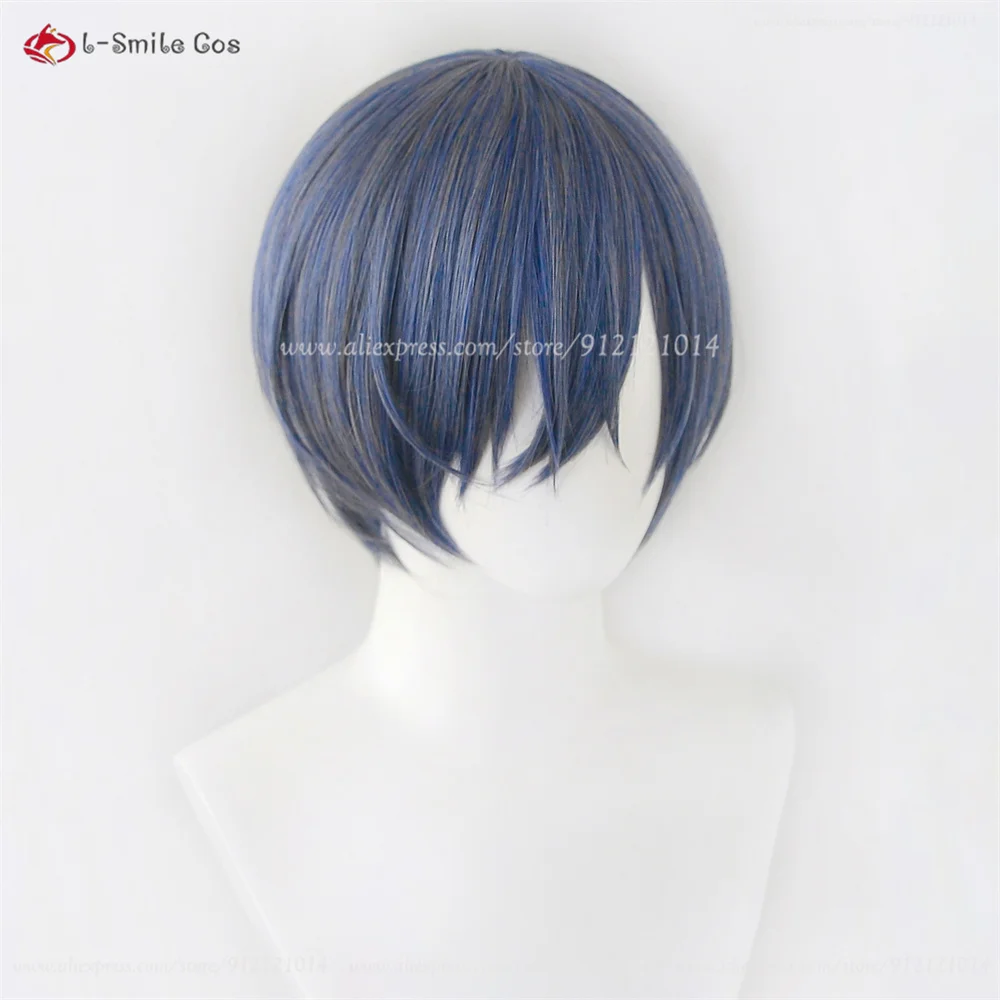 Ciel Phantomhive Cosplay Wig Grey Blue Purple Short Wig For Ciel Smile Anime Cosplay Wig Heat Resistant Synthetic Hair Halloween view 4