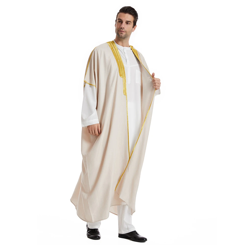 Baju Kaftan Arab Saudi pria Muslim gaun Turki Thobe Jubba tradisional Dubai bujangan pakaian Kaftan jubah