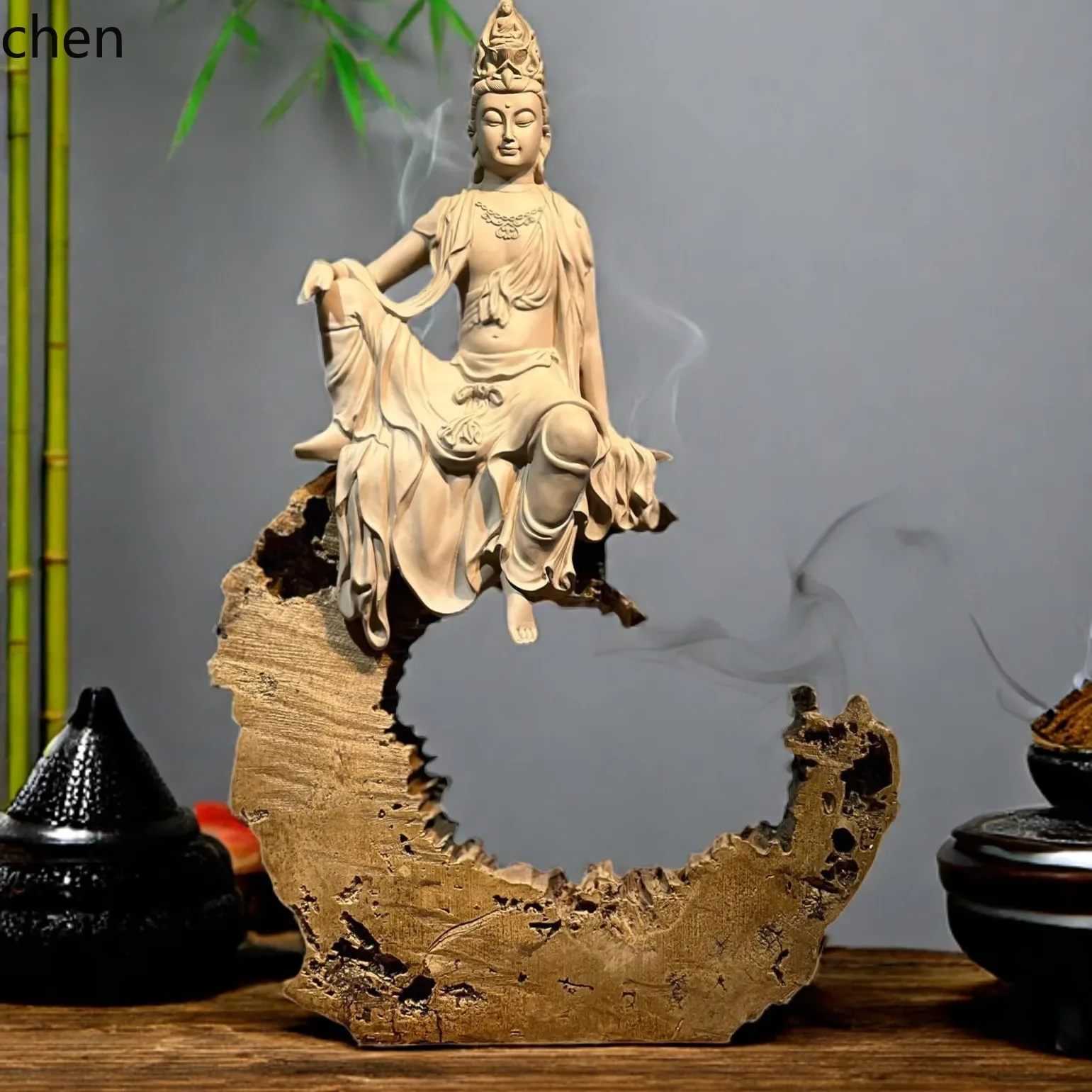 DSAbuddha statue water moon guanyin bodhisattva worship ornaments bogu rack decoration