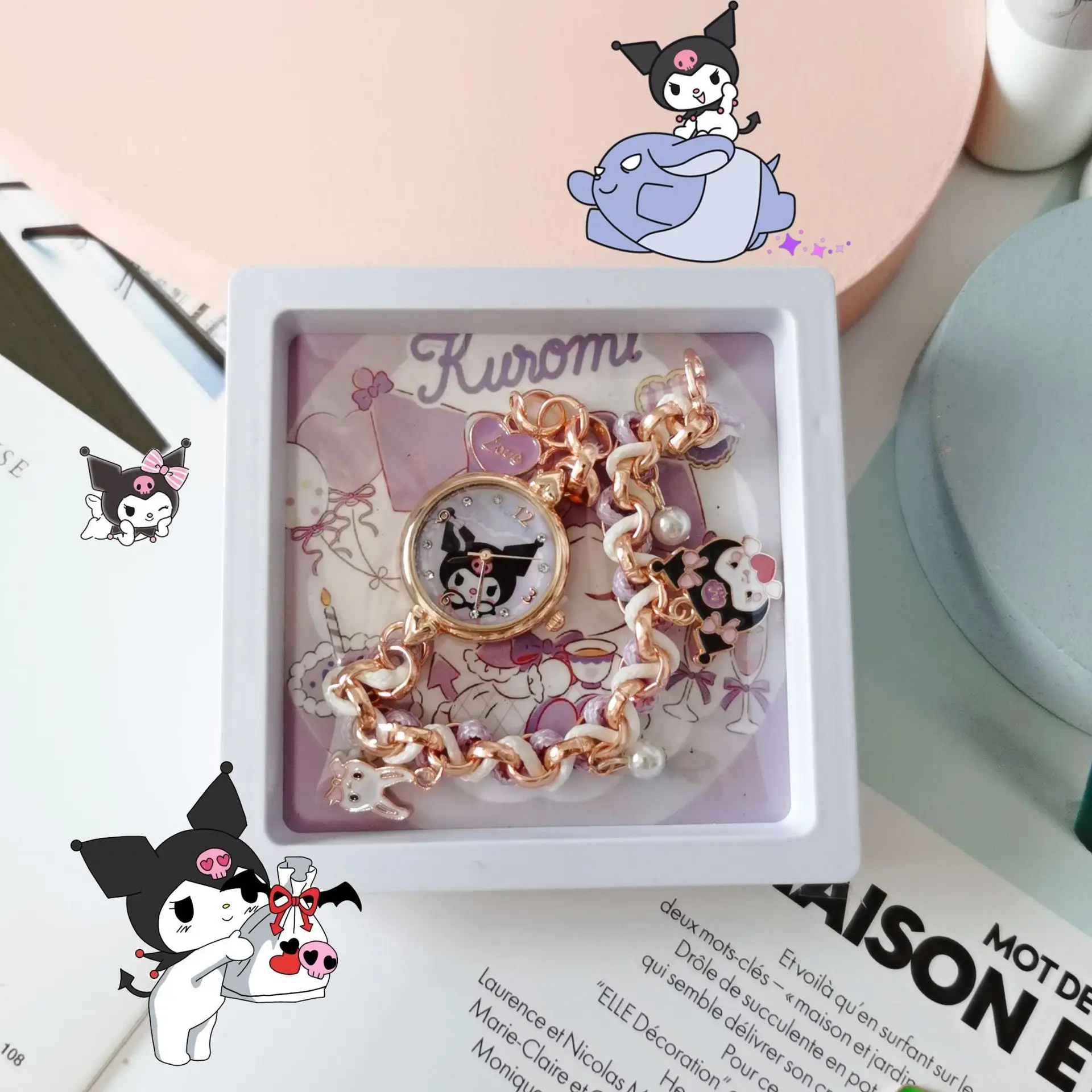 Disney Sanrio Accessories Bracelet Watch Kuromi Cartoon Melody Cute Girl Student Pendant Bracelet Watch Hello Kitty Anime Kawaii