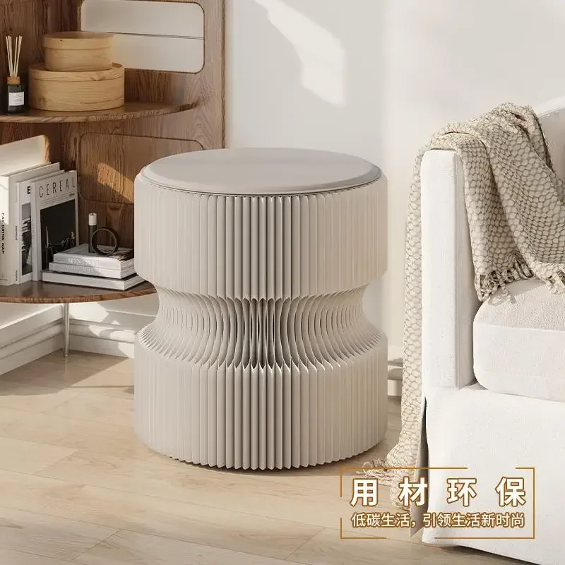 Retractable household single paper stool, double-flip shape commercial foldable kraft paper seat, multi-color optional style