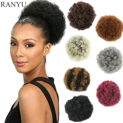 Extensiones de Cabello Afro Puff corto para mujeres negras, moño de pelo sintético, moño de moño rizado, coleta con cordón, Clip Updo rizado