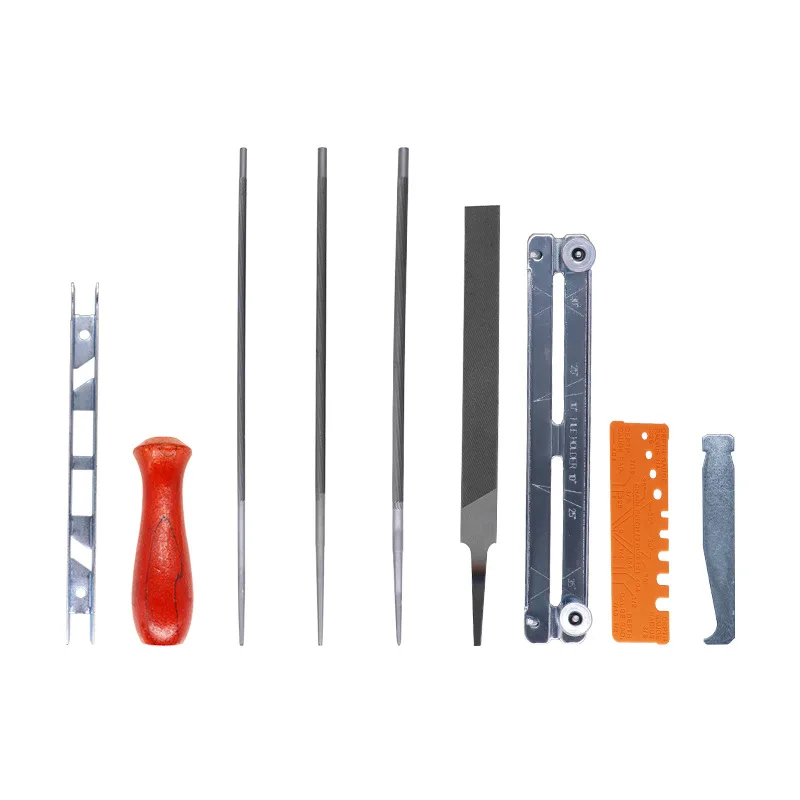 10Pcs Chainsaw Sharpening File Stihl Filing Chain Sharpen Saw Files Tool Bag File Set Saw File Steel File Chain File Set