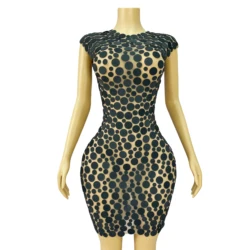 Fashion Designed Special Besties' outfit Points Foam Dress Women Birthday Evening Celebrate Costume Singer Stage Perform xiaoxue