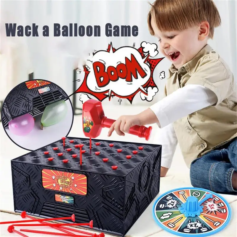 Juego de caja de explosión de globos de martillo para niños, divertido juguete educativo, tirones creativos, maestro, antiestrés, broma de fiesta