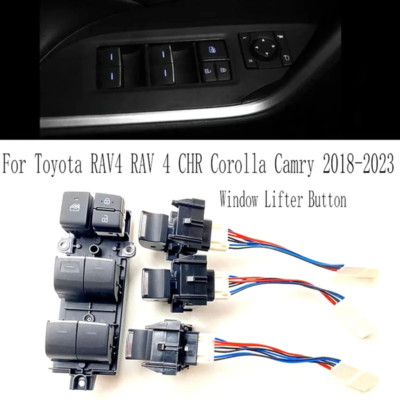 

Lighted LED Power Window Lifter Switch Button For Toyota RAV4 RAV 4 CHR Corolla Camry 2018-2023 Left Driving Backlight