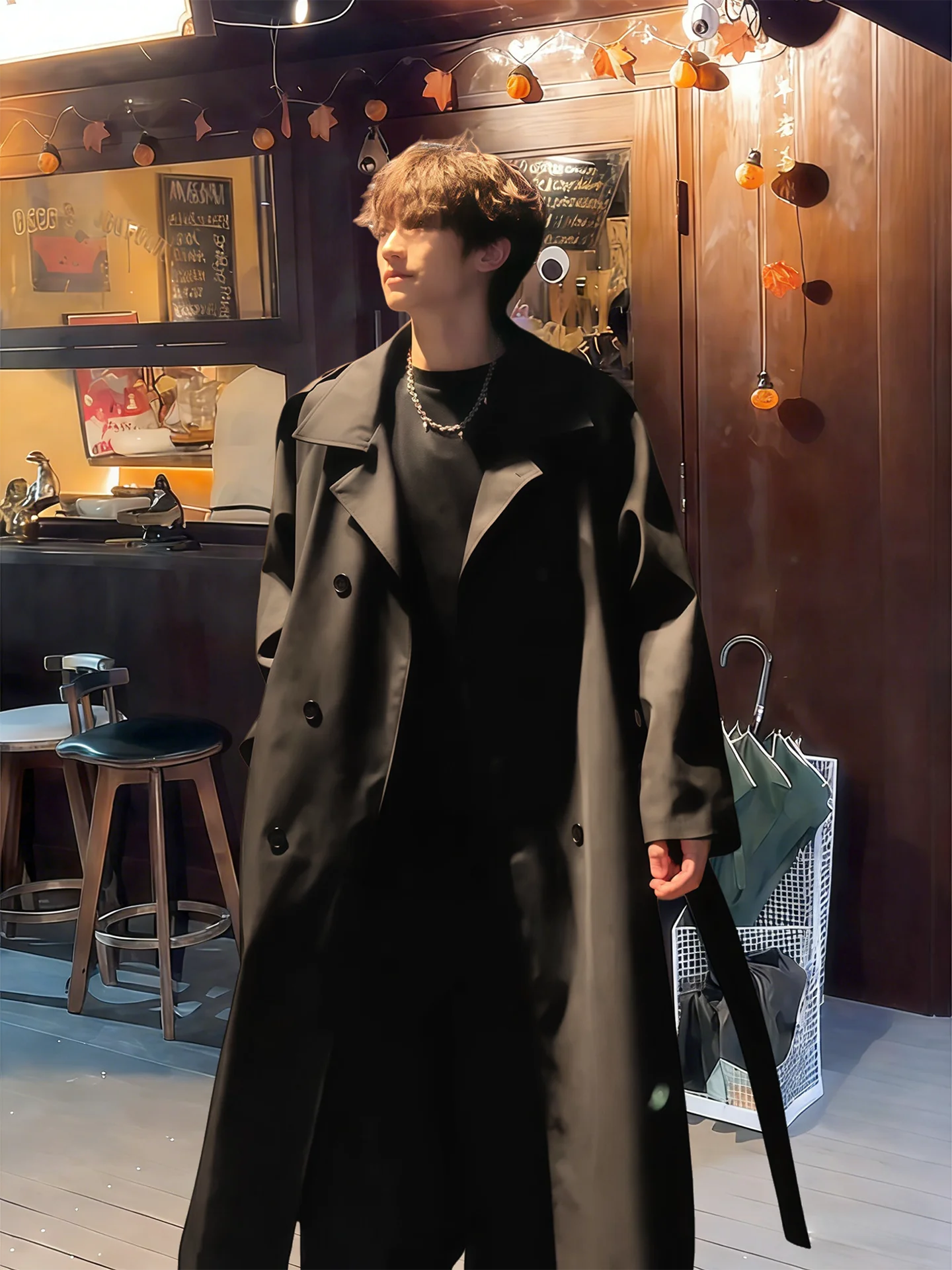 

Мужская ветровка Ele Bla Tweed: стильное пальто средней длины в британском стиле для повседневной носки, молодежный крой