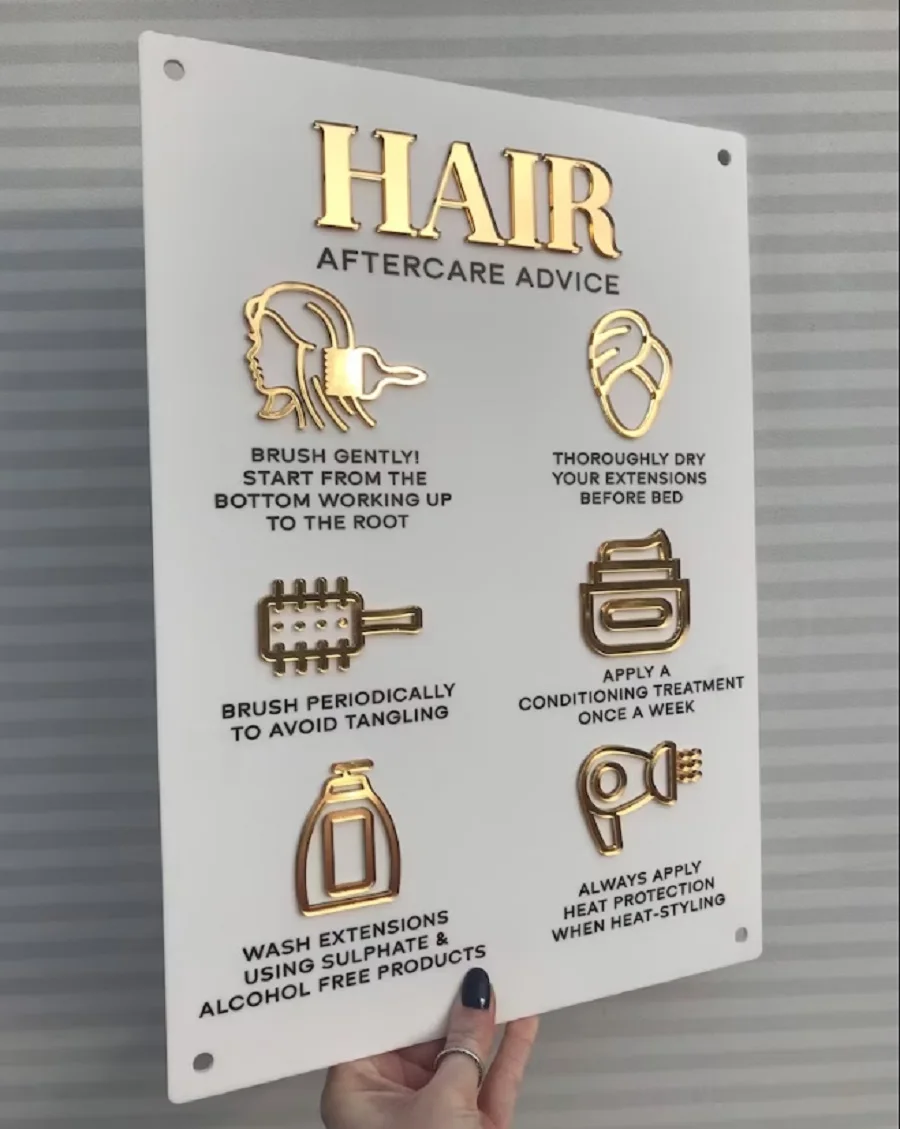 Hair Extensions Aftercare Advice Acrylic A3 Wall Sign beauty Salon,Beauty room Business Sign