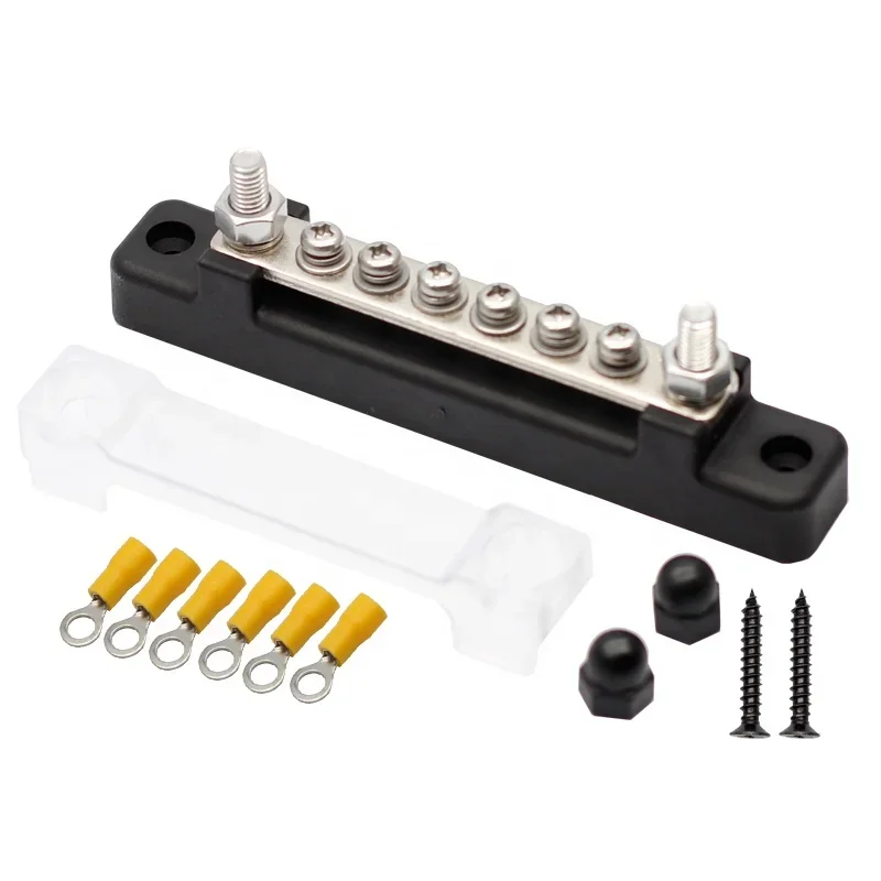 8 Gang BusBar with Cover 6 Terminal Bus Bar 150 A  with Cover Power Distribution Terminal Block