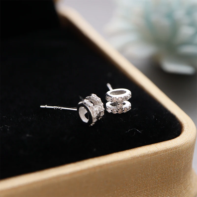 925 Sterling Silver H-letter Exquisite Earrings Small And Simple Set With Diamond Hollow Earrings Birthday Gift Jewelry