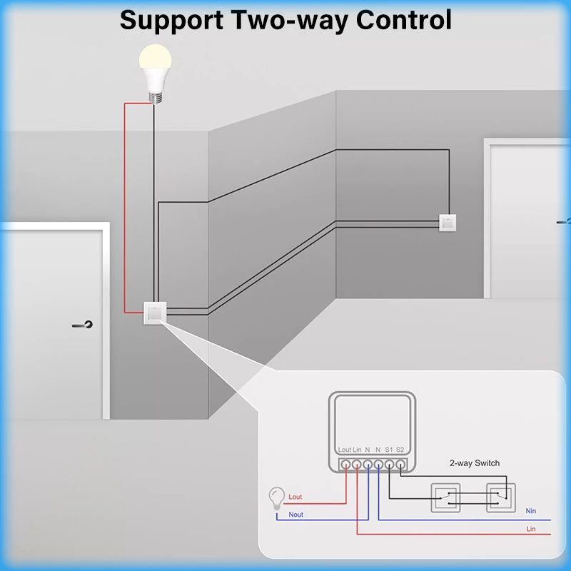 Aubess 16A Tuya ZigBee Smart Switch Smart Life APP Remote Power Monitor Switch 2 Way Control Switch Work with Alexa/Google Home