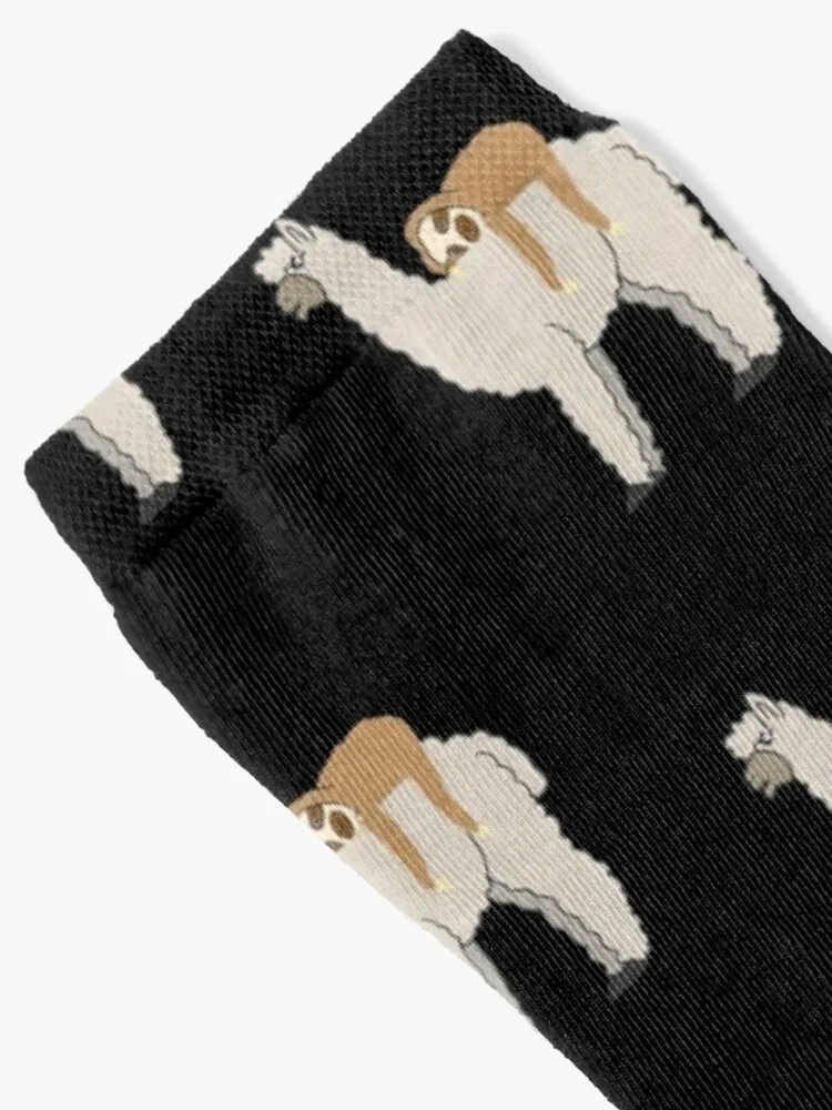 Sloth Riding Llama Adorable Lama & Sleepy Sloth Tile Pattern Socks Thermal man winter retro Socks Male Women's