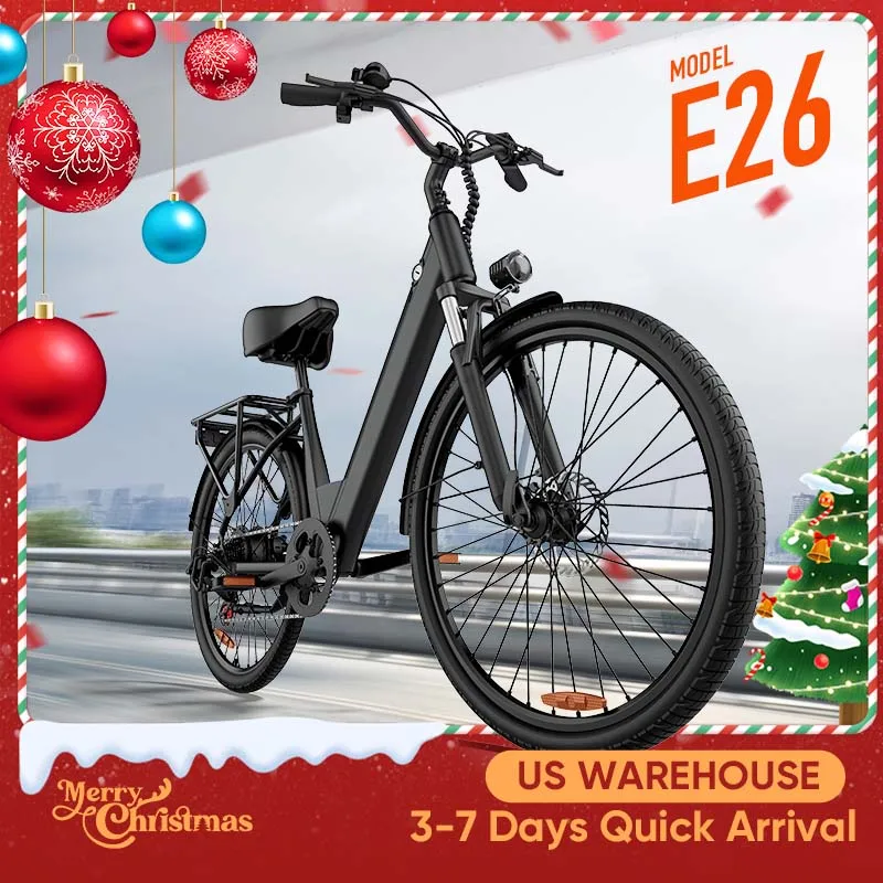 

Peak 750W E26 Electric Bike for Adults | 48V 10.4Ah Removable Battery, Top Speed 20MPH, 26''X2" Standard Tire, 7-Speeds