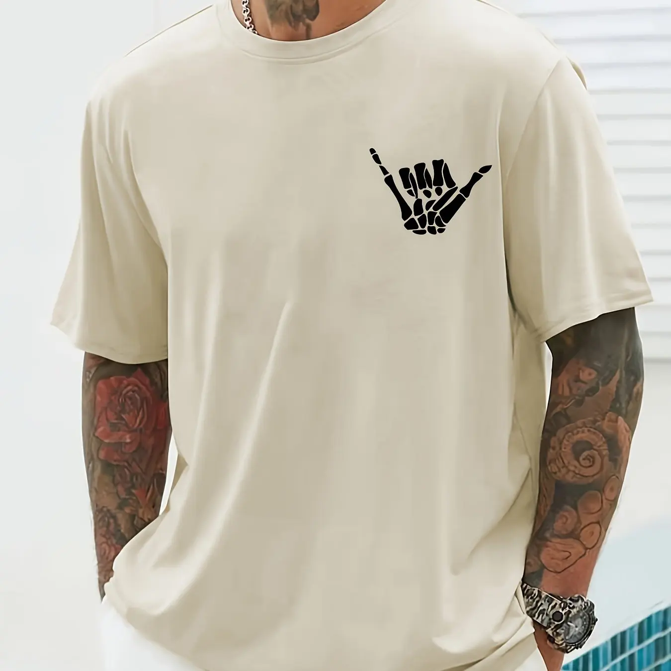Tees For Men Rock And Roll Print T Shirt Casual Short Sleeve Crew Neck T-shirt For Summer Spring Fall Graphic Tees For Men