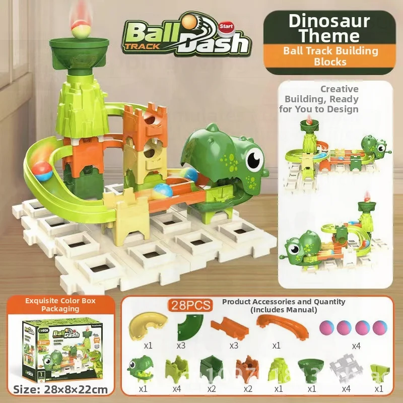 Dinosaur Themed Ejection Ball Track Building Blocks Set - Big Particle Educational Toy for Children Adventure & Learning Fun