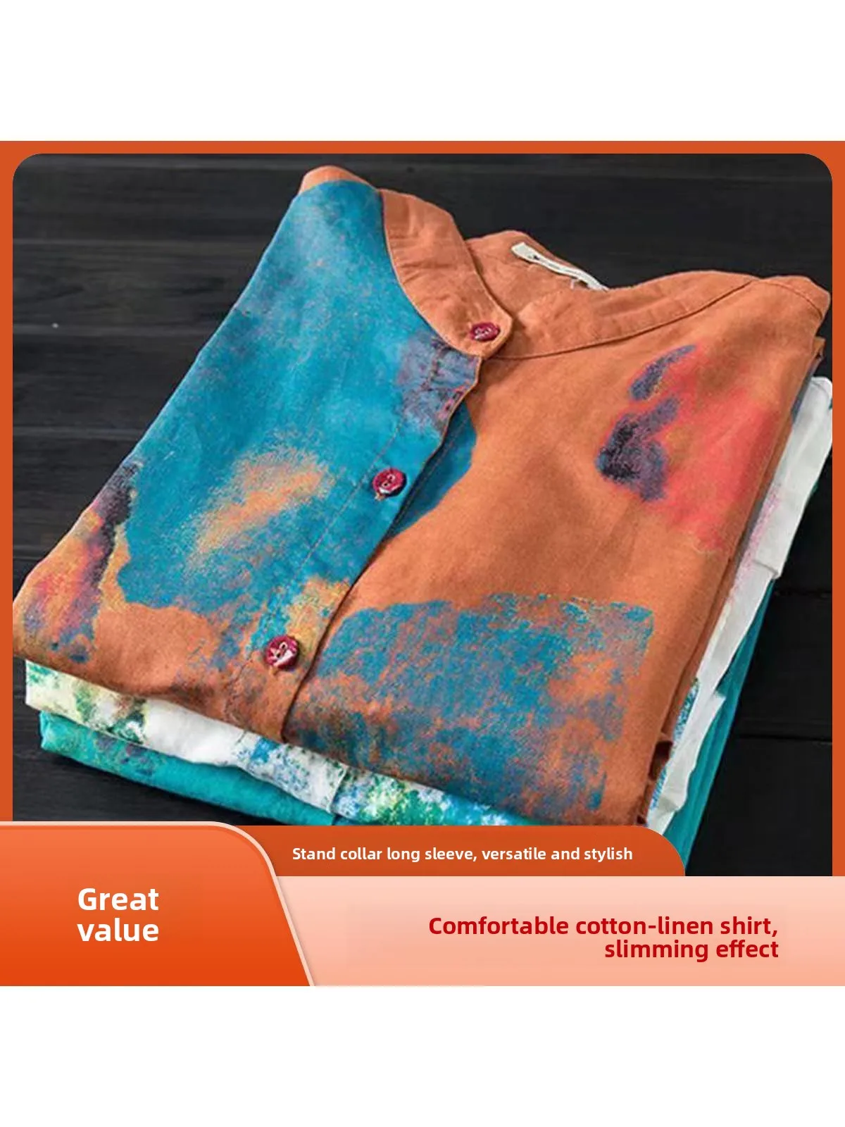 

Свободный крой Long Sve, хлопково-льняная брендовая женская одежда, индивидуальный топ средней длины с воротником-стойкой для похудения