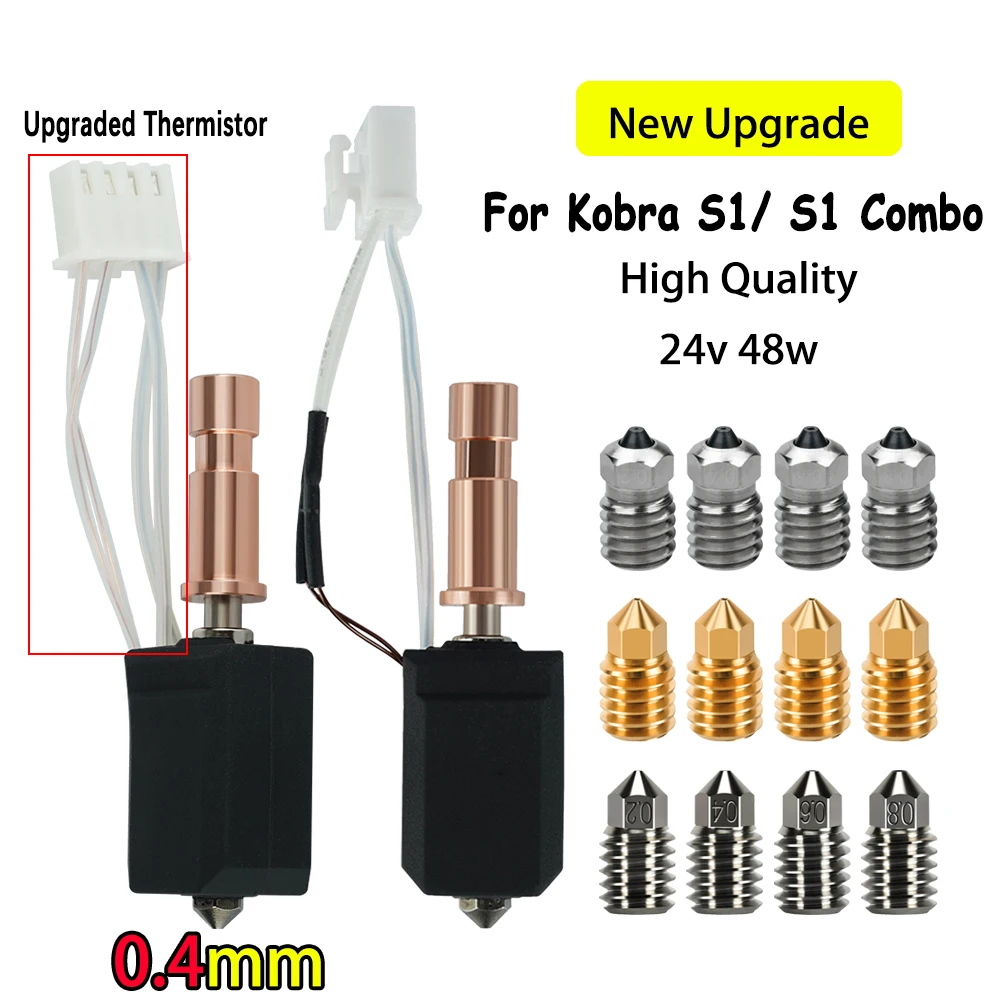 

02 04 06 08 мм Hotend для Kobra S1 Комбинированная печатающая головка Hot End для Anycubic Kobra S1 Hotend Kobra S1 Сопло из закаленной стали