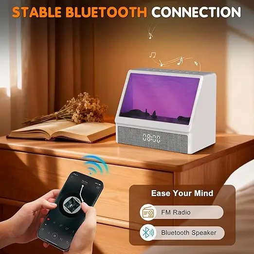Sunrise Wake Up Alarm Clock Remote Sunset LED Bedside Lamp White Noise Sleep Aid Bedroom Home Decor Gift Box Set - view 5