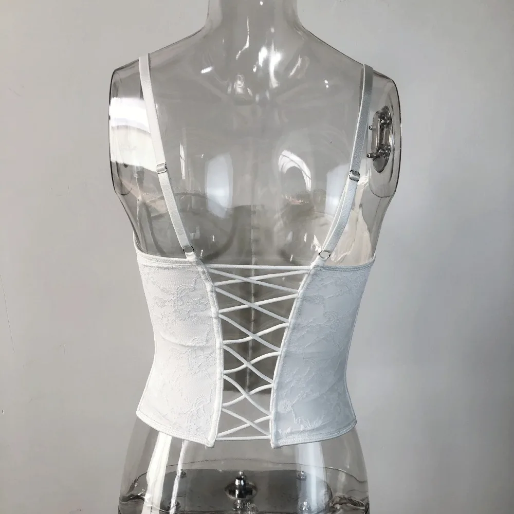 Mode Hohl Spitze Leibchen Ärmellose Tanks Spitze Korsett Streetwear Slim Fit Crop Tops Reisen