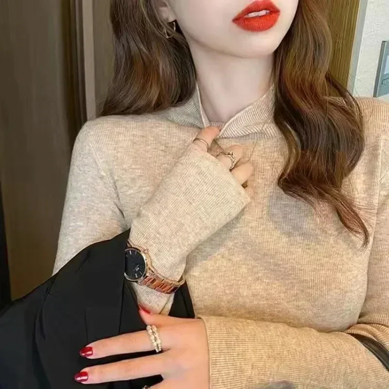 

New Fashion Autumn Winter Sweater Turtleneck Slim Fit Basic Pullovers Korean Knit Tops Bottoming Womens Sweater Stretch Jumpers