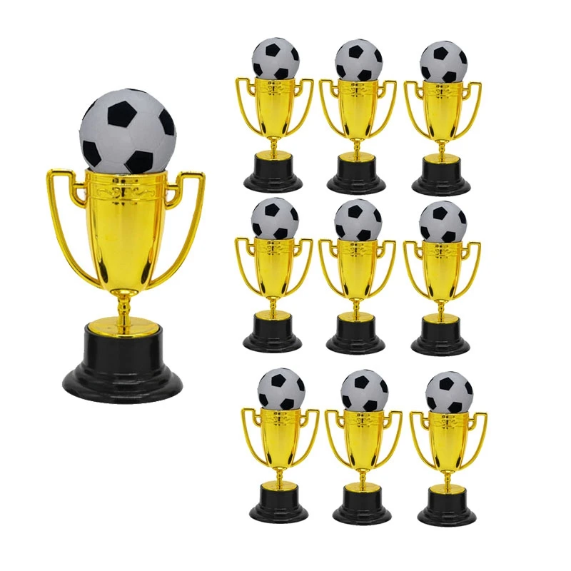 10 Pcs Mini Trophies With Mini Soccer Ball, Gold Trophy Award For Party Favors, Props, Rewards