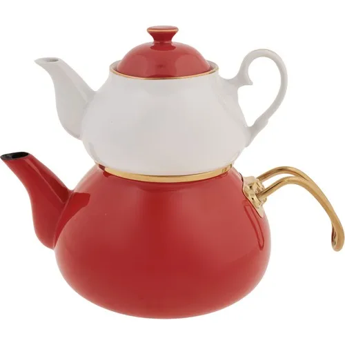 Emsan Alice Gold Enamel Red Porcelain The Teapot Teapot set