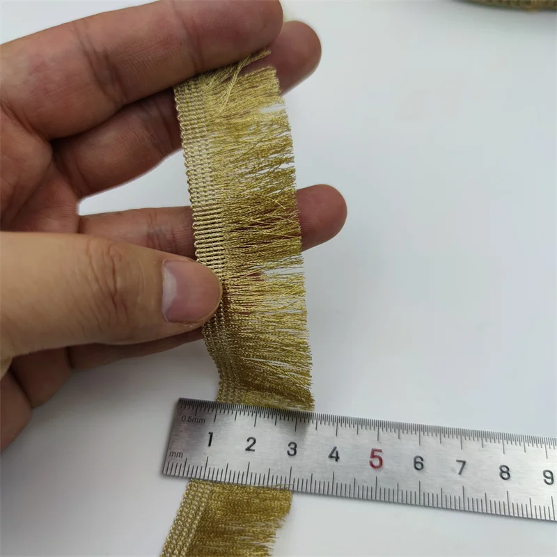 2.5cm Wide Gold Fringe Trim Lace Ribbon DIY Sewing Dress Garment Decoration Accessories