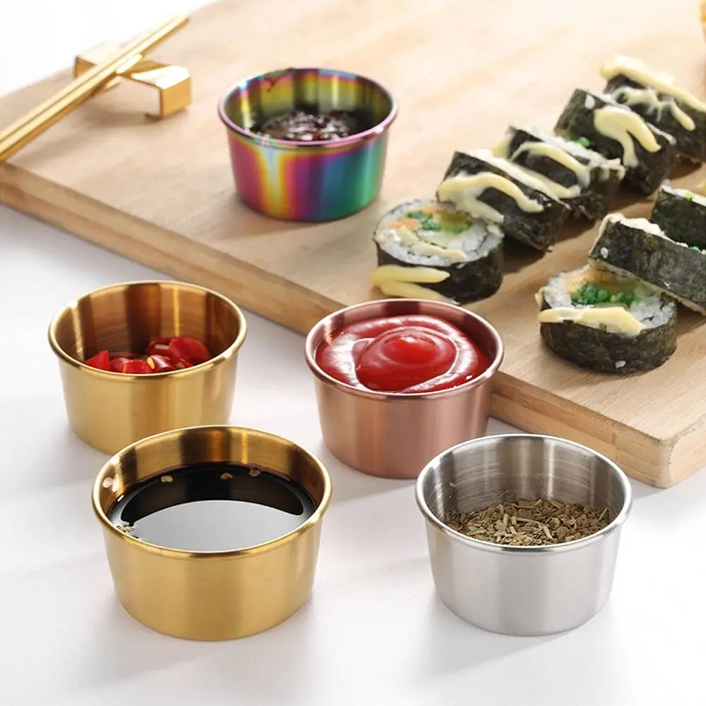 Stainless Steel Sauce Cup Seasoning Dishes Sushi Dipping Bowl Spice Dishes Salad Sauce Container